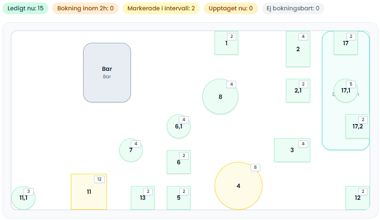 Bisvio bordskarta för restaurang